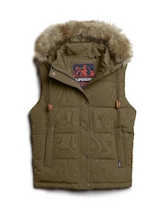 Superdry Green Everest Faux Fur Puffer Gilet - Image 4 of 6