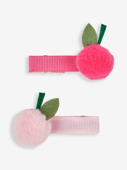 JoJo Maman Bébé Pink 2-Pack Fruit Pom Pom Clips - Image 1 of 2