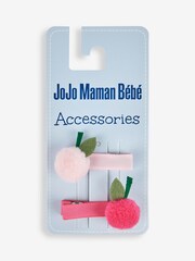 JoJo Maman Bébé Pink 2-Pack Fruit Pom Pom Clips - Image 2 of 2