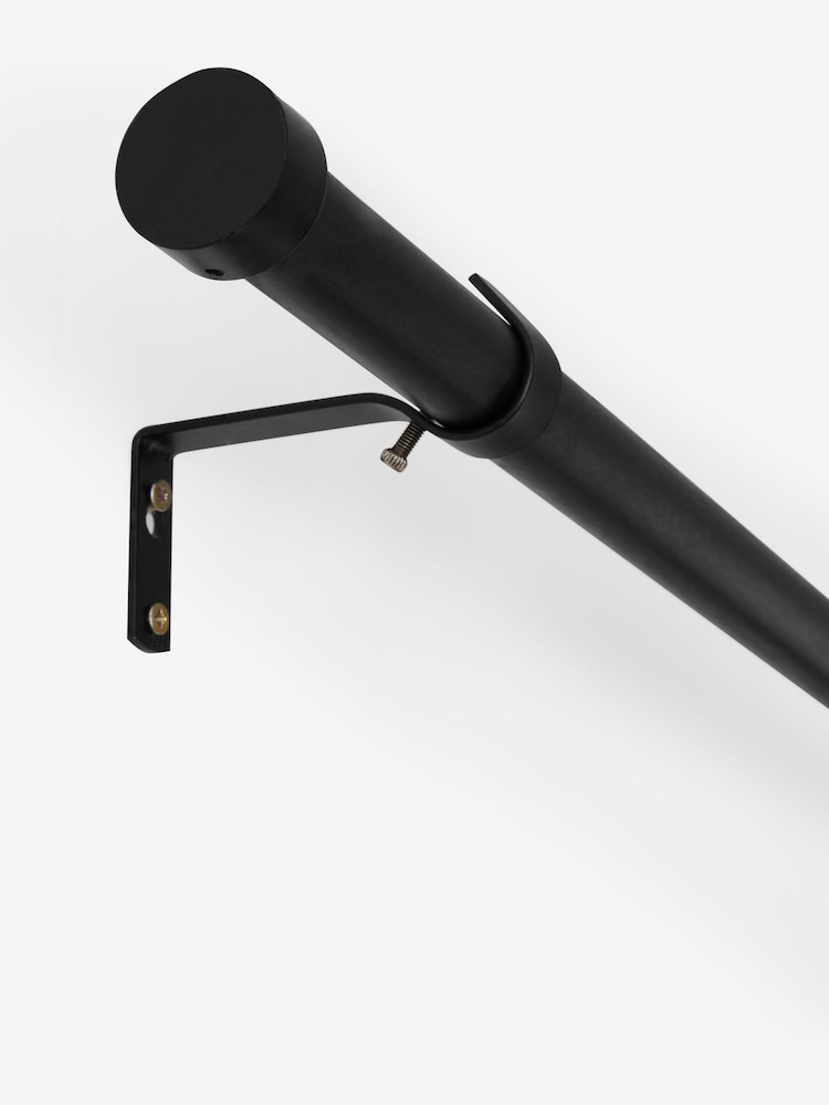 Black Stud Finial Extendable 28mm Curtain Pole Kit - Image 2 of 5