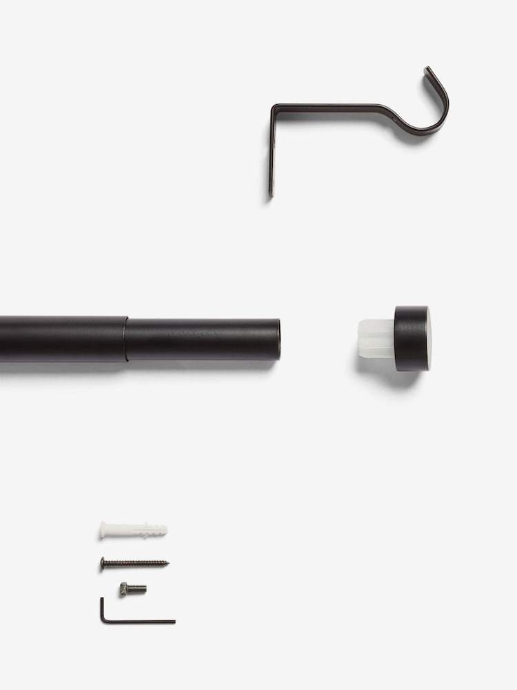 Black Stud Finial Extendable 28mm Curtain Pole Kit - Image 5 of 5