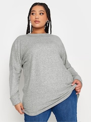 Yours Curve Grey Studded Batwing Jumper - Image 1 of 4