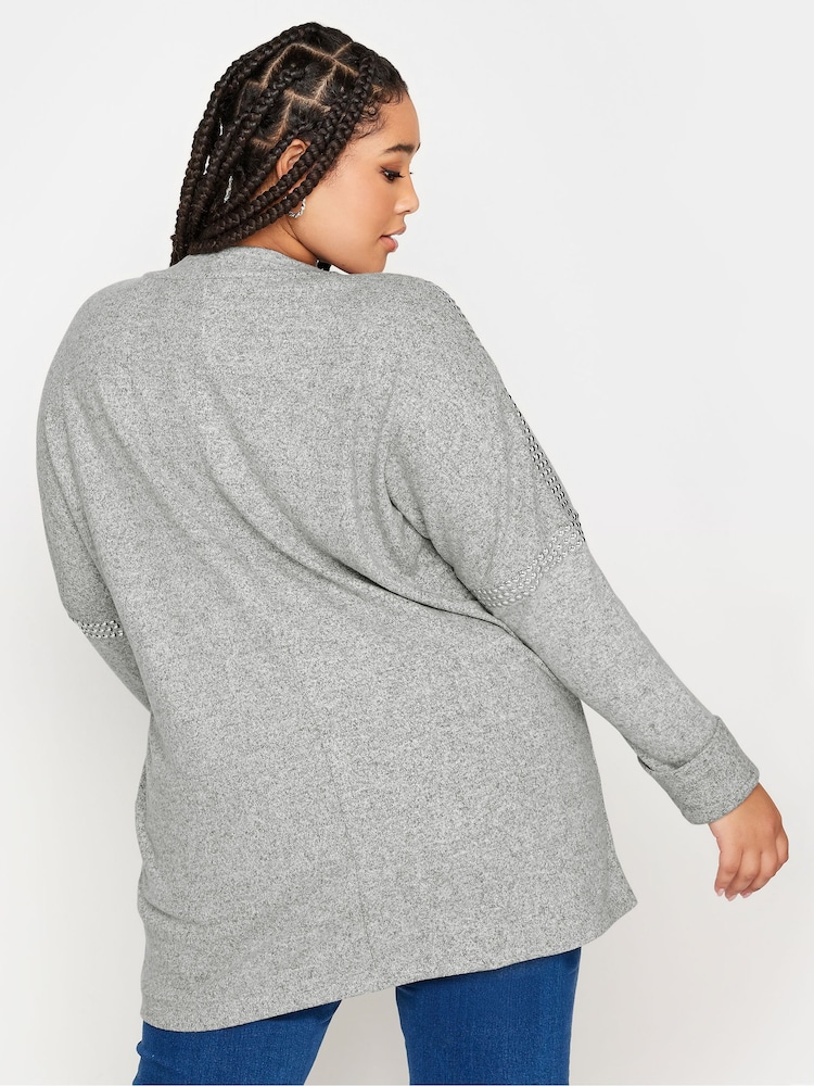 Yours Curve Grey Studded Batwing Jumper - Image 2 of 4