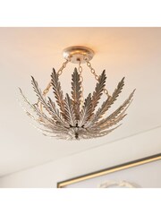 Gallery Home Silver Daphnie Silver Leaf 3 Bulb Ceiling Light - Image 2 of 5