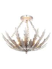 Gallery Home Silver Daphnie Silver Leaf 3 Bulb Ceiling Light - Image 4 of 5