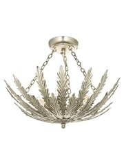 Gallery Home Silver Daphnie Silver Leaf 3 Bulb Ceiling Light - Image 5 of 5
