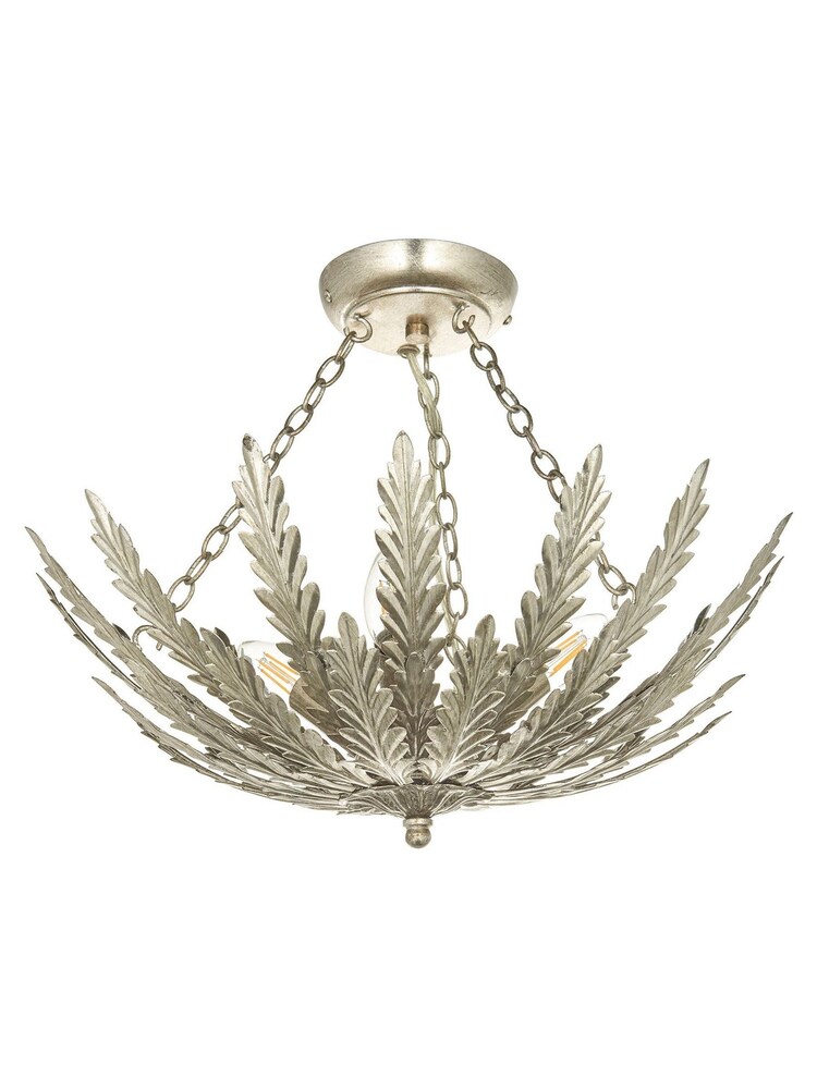 Gallery Home Silver Daphnie Silver Leaf 3 Bulb Ceiling Light - Image 5 of 5