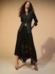 Black Coated Denim Oversized Shirt - Image 5 of 7