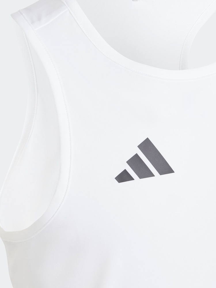 adidas White Kids Team Tank Top - Image 9 of 11
