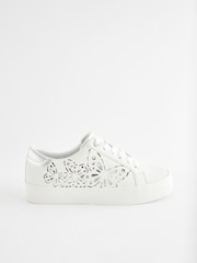 White Forever Comfort® Patent Butterfly Lace-Up Chunky Trainers - Image 4 of 8