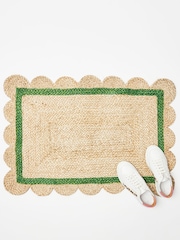 Oliver Bonas Green Scalloped Jute Doormat - Image 1 of 4
