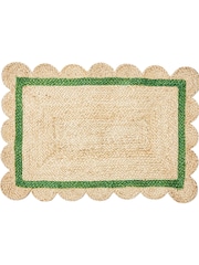 Oliver Bonas Green Scalloped Jute Doormat - Image 2 of 4