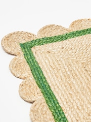 Oliver Bonas Green Scalloped Jute Doormat - Image 4 of 4
