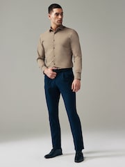 Neutral Brown Slim Fit Easy Care Single Cuff Shirt - Image 2 of 4