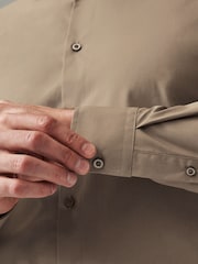 Neutral Brown Slim Fit Easy Care Single Cuff Shirt - Image 4 of 4