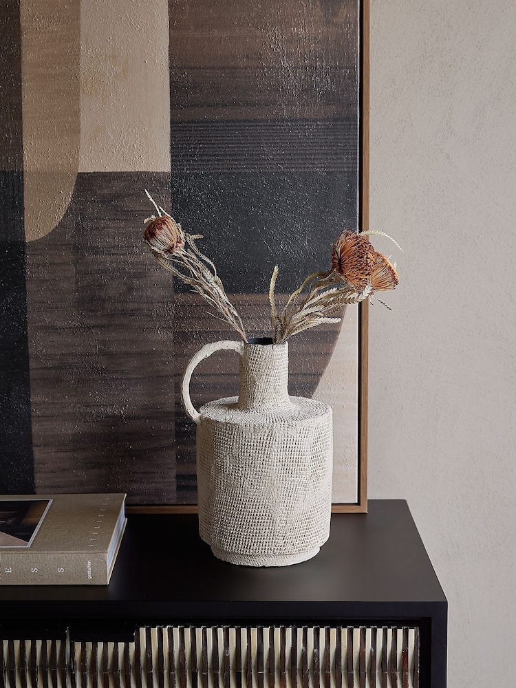 Libra Interiors Cream Navi Barrel Textured Vase - Image 1 of 6 Libra Interiors Cream Navi Barrel Textured Vase - Image 1 of 6