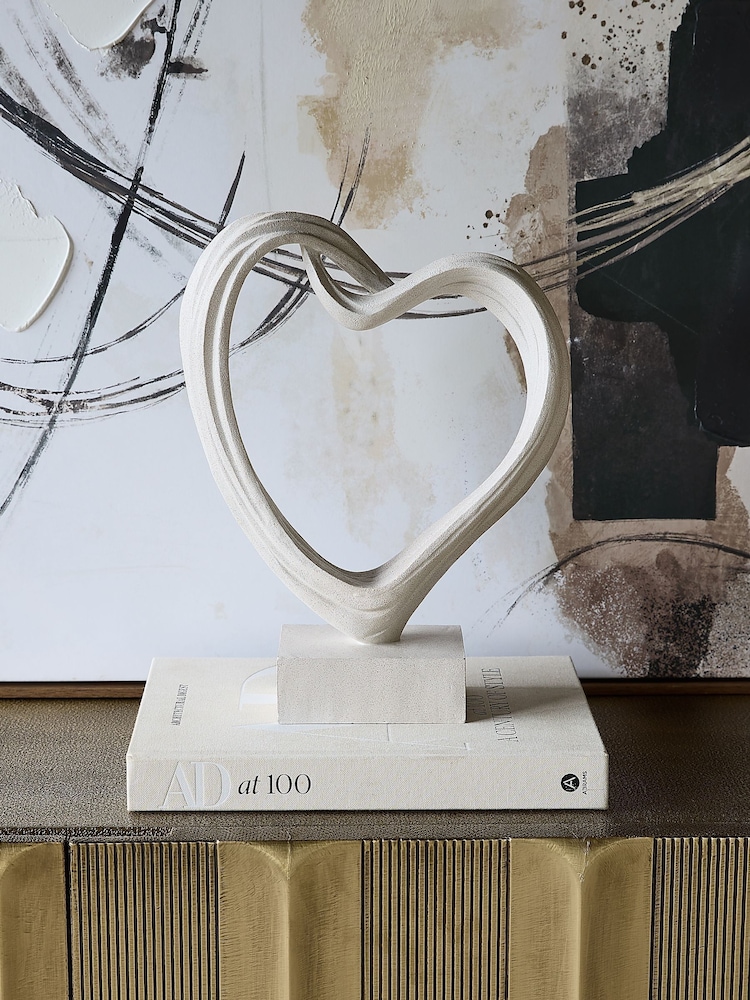 Libra Interiors White Aven Sculpted Heart Ornaments - Image 1 of 6 Libra Interiors White Aven Sculpted Heart Ornaments - Image 1 of 6
