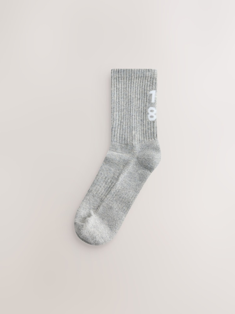 Navy Blue/Red '1982' Slogan Cushion Sole Ribbed Sport Ankle With Arch Support Socks 3 Pack - Image 2 of 6 Navy Blue/Red '1982' Slogan Cushion Sole Ribbed Sport Ankle With Arch Support Socks 3 Pack - Image 2 of 6