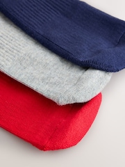 Navy Blue/Red '1982' Slogan Cushion Sole Ribbed Sport Ankle With Arch Support Socks 3 Pack - Image 6 of 6