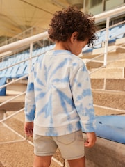 Blue Tie Dye All Over Print 100% Cotton Sweatshirt (3mths-7yrs) - Image 2 of 6
