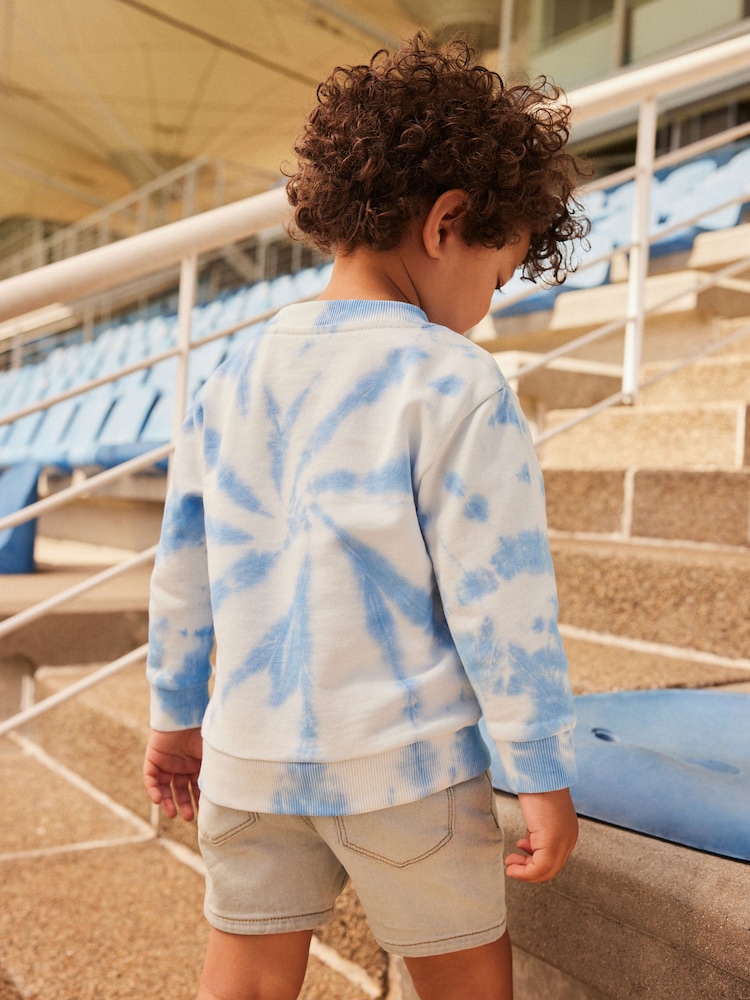 Blue Tie Dye All Over Print 100% Cotton Sweatshirt (3mths-7yrs) - Image 2 of 6