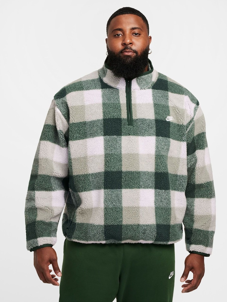 Fir/Jade - Nike Club Winterized Sherpa Quarter Zip Fleece Top - Imagen 1 de 6