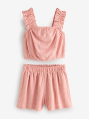 Pink Textured Vest and Short Set (3-16yrs) - Image 4 of 6