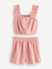 Pink Textured Vest and Short Set (3-16yrs) - Image 5 of 6