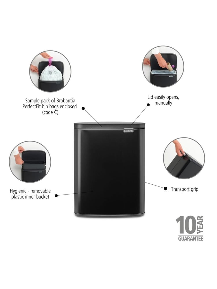 Brabantia Black Bo Waste Bin 12L - Image 6 of 6