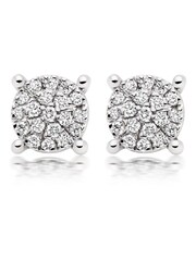 Beaverbrooks 9ct White Gold Diamond Cluster Stud Earrings - Image 1 of 3