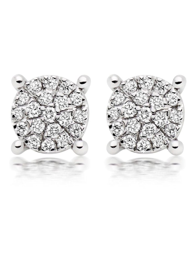 Beaverbrooks 9ct White Gold Diamond Cluster Stud Earrings - Image 1 of 3