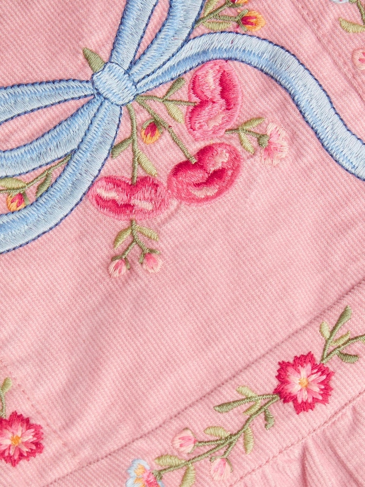 Monsoon Pink Baby Mon Cheri Embroidered Dungaree & Top Set - Image 2 of 2 Monsoon Pink Baby Mon Cheri Embroidered Dungaree & Top Set - Image 2 of 2