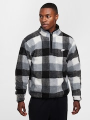 Negro/Blanco - Nike Club Winterized Sherpa Quarter Zip Fleece Top - Imagen 1 de 5