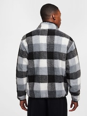 Negro/Blanco - Nike Club Winterized Sherpa Quarter Zip Fleece Top - Imagen 2 de 5