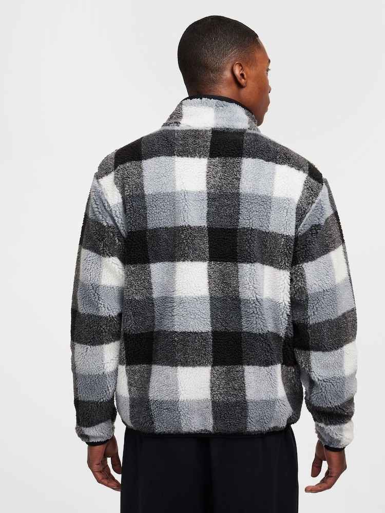 Negro/Blanco - Nike Club Winterized Sherpa Quarter Zip Fleece Top - Imagen 2 de 5