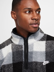 Negro/Blanco - Nike Club Winterized Sherpa Quarter Zip Fleece Top - Imagen 3 de 5