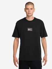 Nike Black Front Chest Tab 100% Cotton Logo T-Shirt - Image 1 of 3