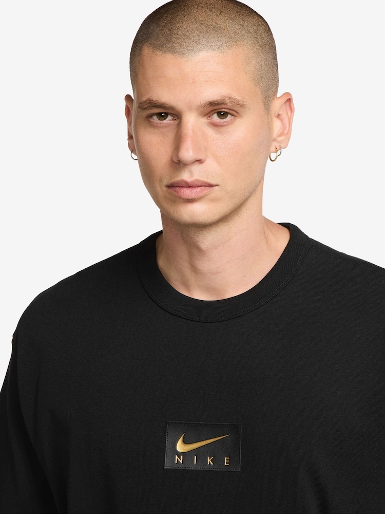 Nike Black Front Chest Tab 100% Cotton Logo T-Shirt - Image 3 of 3