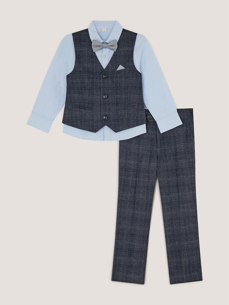 Monsoon Grey Rufus Check Suit 4 Piece - Image 1 of 3 Monsoon Grey Rufus Check Suit 4 Piece - Image 1 of 3