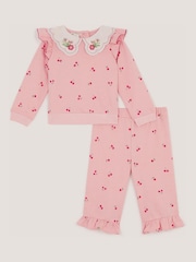 Monsoon Pink Baby Mon Cheri Top & Joggers Set - Image 1 of 2