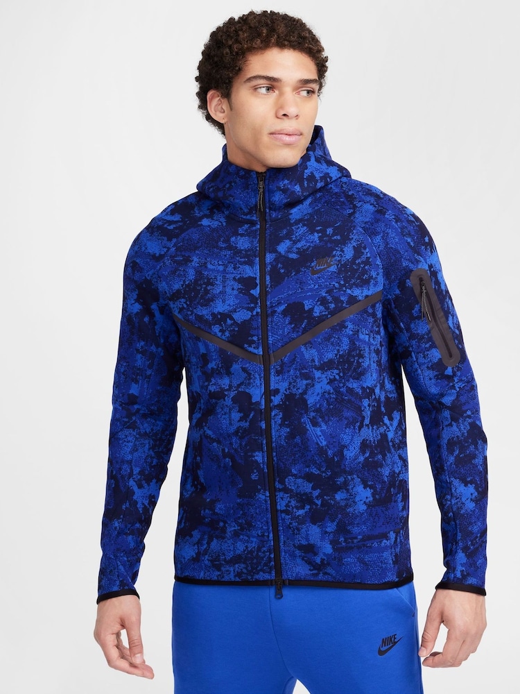 Nike Game Blue Smoke Grey Tech Fleece Camo Zip Up Hoodie - Image 1 of 10