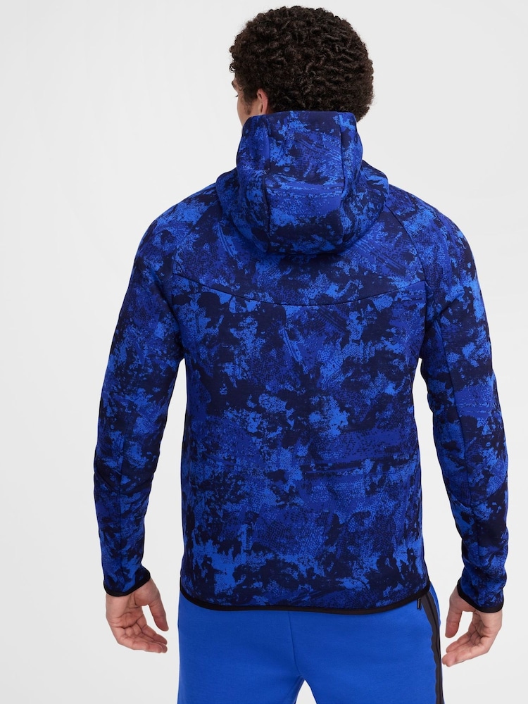 Nike Game Blue Smoke Grey Tech Fleece Camo Zip Up Hoodie - Image 2 of 10
