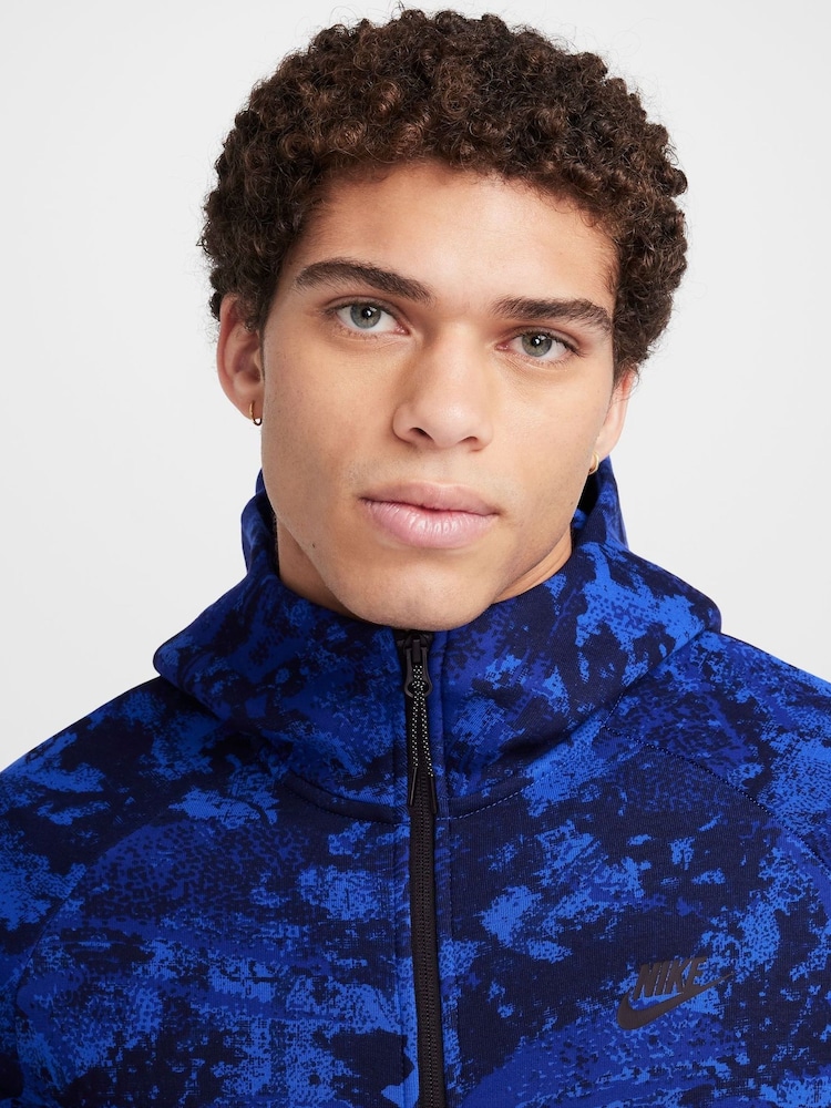 Nike Game Blue Smoke Grey Tech Fleece Camo Zip Up Hoodie - Image 3 of 10