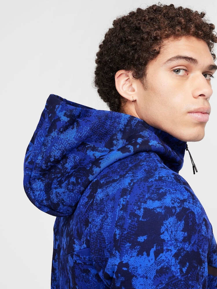 Nike Game Blue Smoke Grey Tech Fleece Camo Zip Up Hoodie - Image 4 of 10