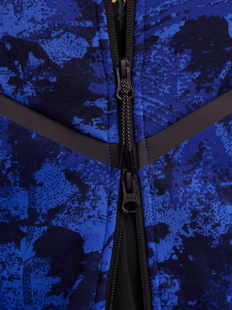 Nike Game Blue Smoke Grey Tech Fleece Camo Zip Up Hoodie - Image 7 of 10