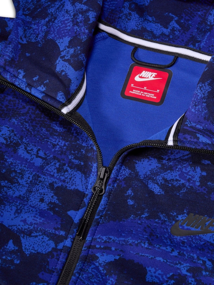 Nike Game Blue Smoke Grey Tech Fleece Camo Zip Up Hoodie - Image 9 of 10