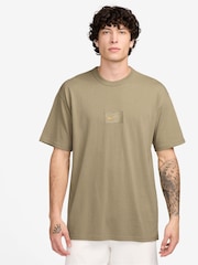 Nike Neutral Olive Front Chest Tab 100% Cotton Logo T-Shirt - Image 1 of 3