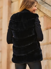 Sosandar Black Pelted Faux Fur Gilet - Image 2 of 5