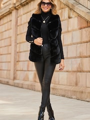 Sosandar Black Pelted Faux Fur Gilet - Image 4 of 5