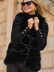 Sosandar Black Pelted Faux Fur Gilet - Image 5 of 5